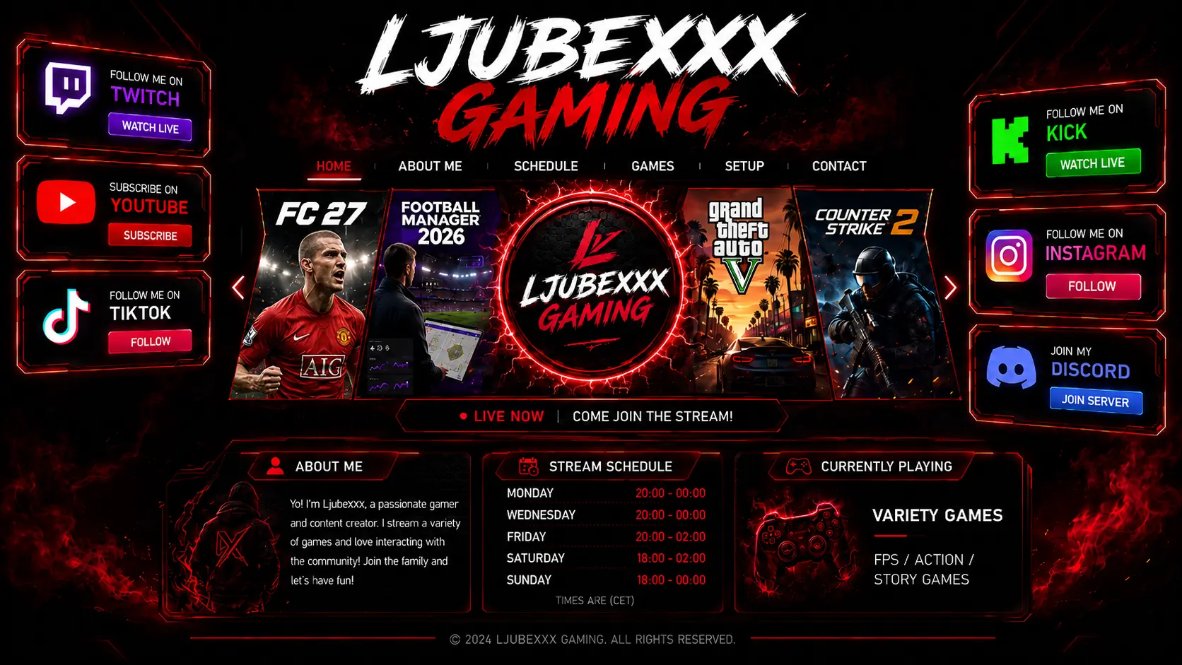LjubeXXX Gaming streaming homepage